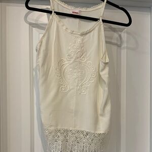 BONGO Cream Lace-Trim Crochet Hem Camisole medium vintage excellent